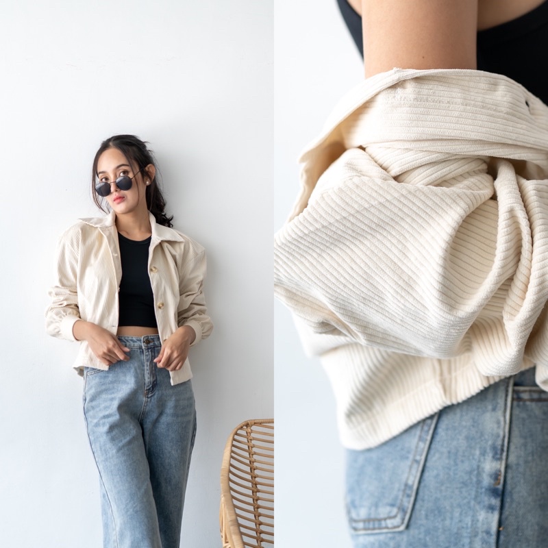 Georgios Women | Jacket Korduroy Wanita-Oat