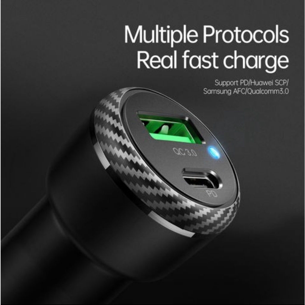 Mcdodo CC-5970 Car Charger Mobil Dual Port 36W USB A QC3.0 + Type C PD Original