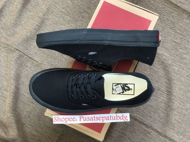 OBRAL VANS AUTHENTIC PREMIUM ALL BLACK FULL HITAM WAFFLE DT