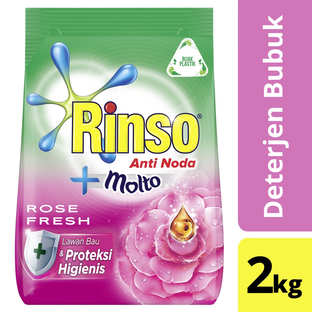 Rinso Molto Deterjen Bubuk Rose Fresh 2 Kg - Deterjen Anti Noda
