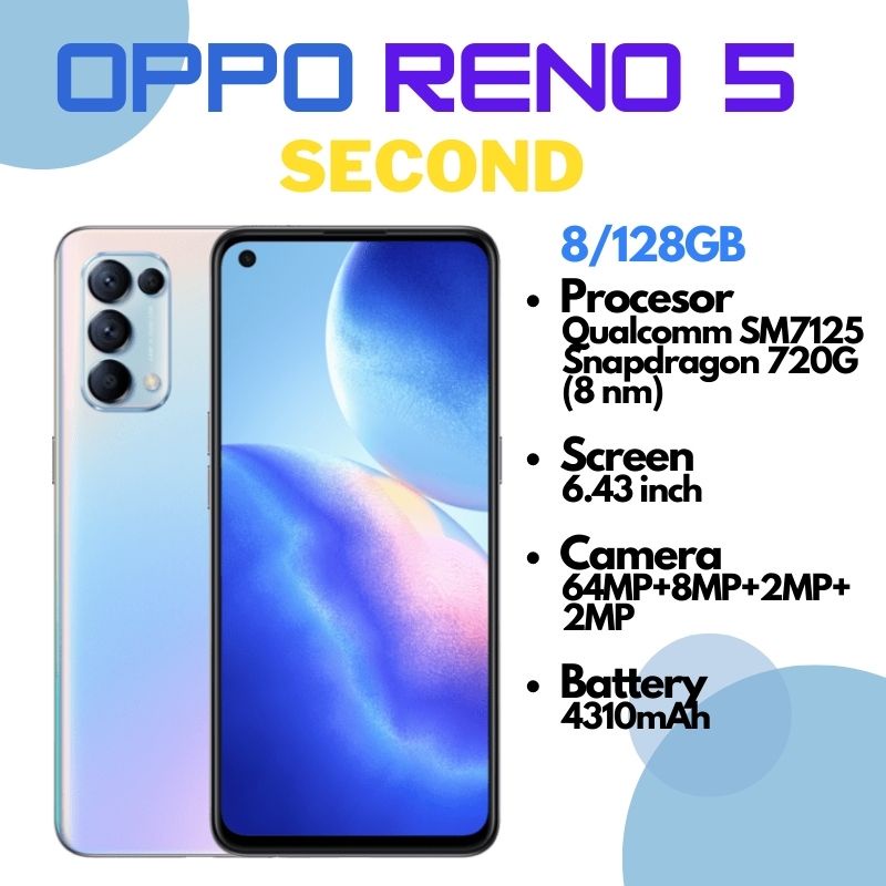 Oppo Reno5 Second 8GB/128GB Fantasy Silver Mulus