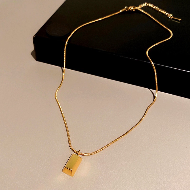 Kalung Titanium Minimalis Korea Nugget Emas 18k  Anti Karat Wanita Perhiasan
