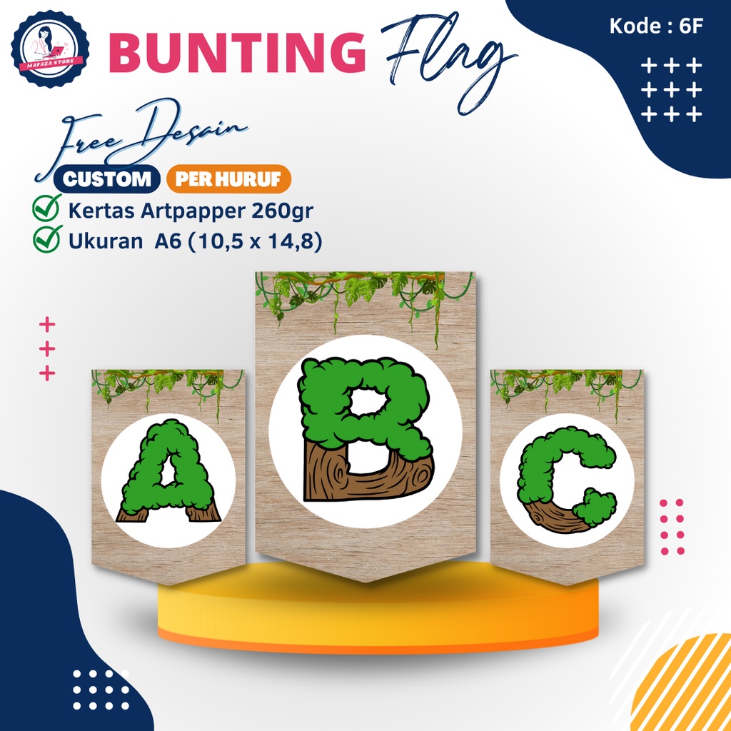 Bunting flag custom banner happy birthday / Motif custom / banner flag wedding murah