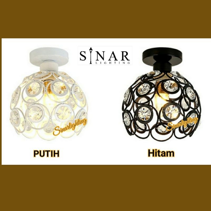 Lampu plafon ceiling minimalis kristal bulat
