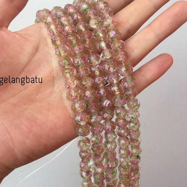 Lampwork Crystal Murano 12x10mm bahan kristal ceko mawar pink bening rencengan do it yourself acc