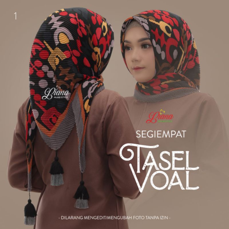 Segiempat tasel voal plisket ori liana ori azara segi empat motif segiempat tassel bandul jambul