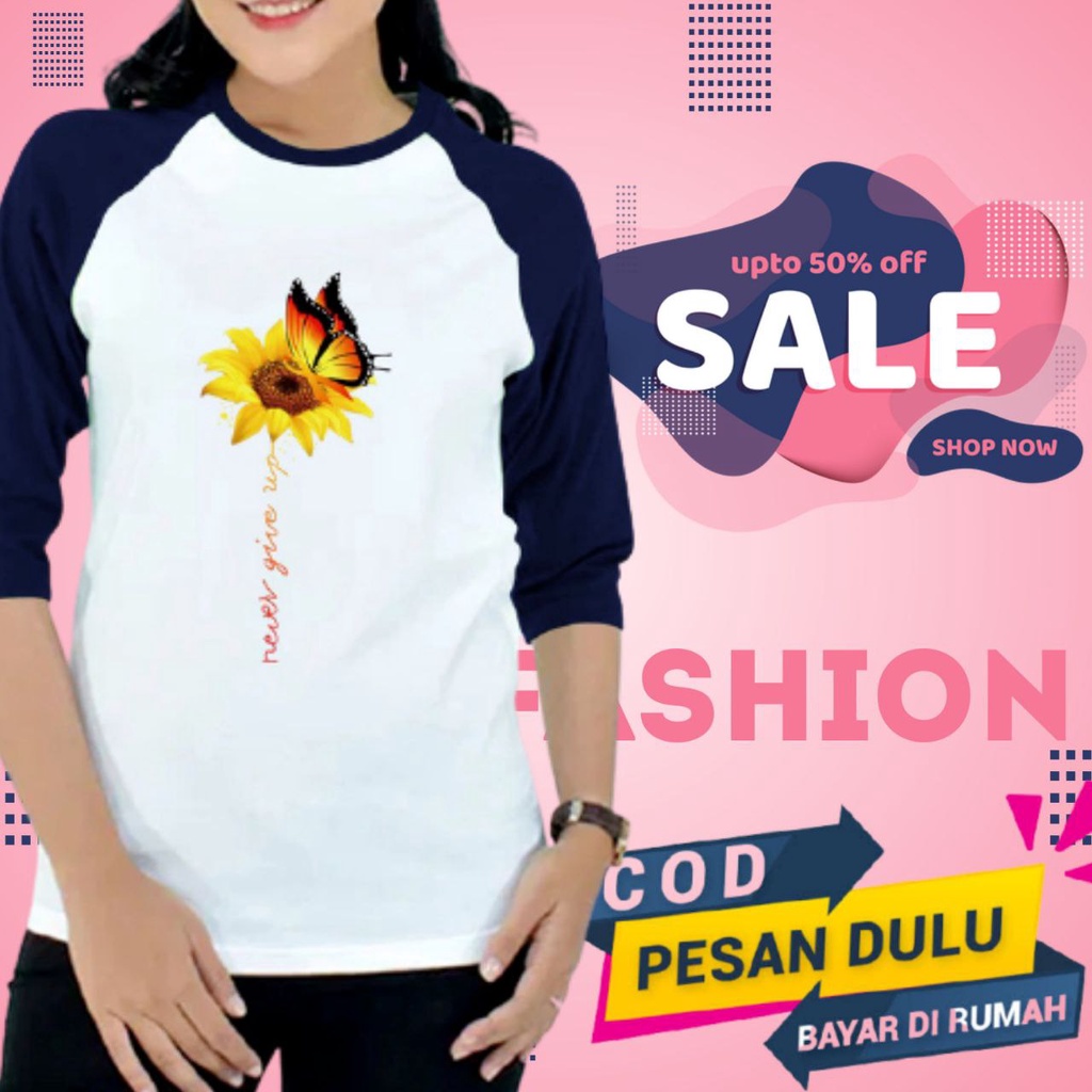 Baju Kaos Raglan Cewek Cowok 7/8 Baju Atasan Jangkis Raglan Distro Tshirt Pria Wanita Jangkis Jumbo 