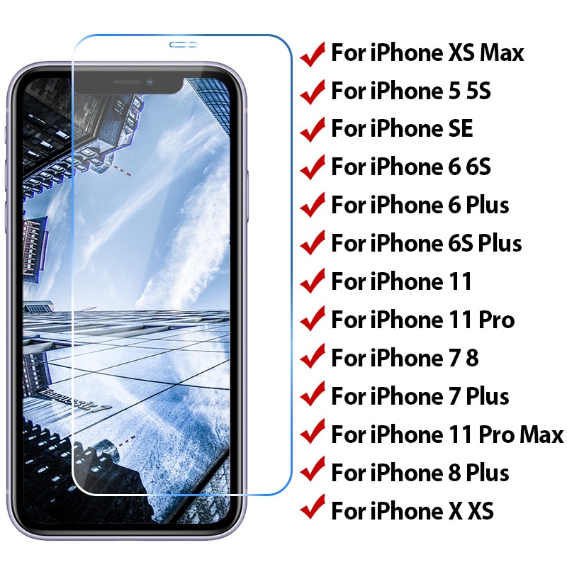 Pelindung Layar Tempered Glass Untuk Iphone Xs Max Xr X 6 6s Plus Se 2020 7 8 Plus 11 12 Pro Max Mini