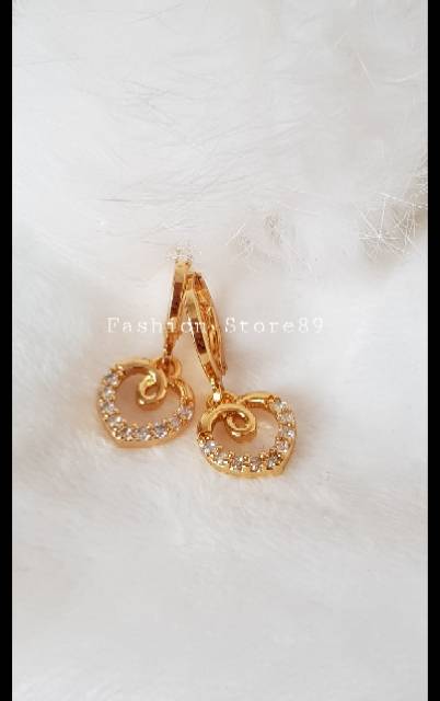 Anting jurai love perhiasan xuping yaxiya love import lapis emas 18k