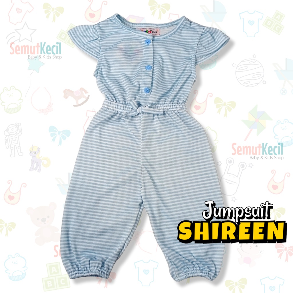 SHIREEN 0-2,5 THN JUMPSUIT ANAK BAYI PEREMPUAN Jamsuit Jumsuit Panjang Kaos Baju Anak Bayi Baby Girl Bobo Kids-2E TelorAsinStripWht