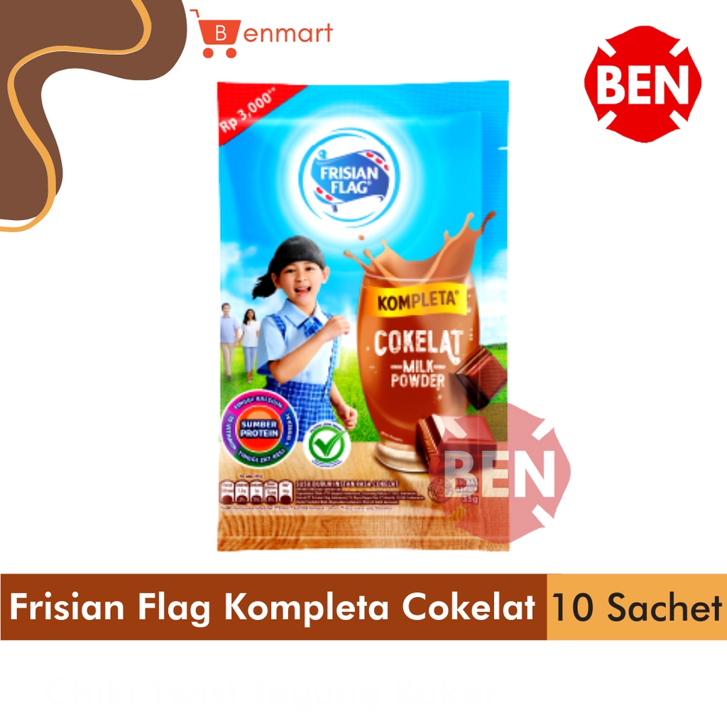 

Frisian Flag Kompleta Cokelat 1 Renceng 10 Sachet Pcs - Susu Coklat Chocolate