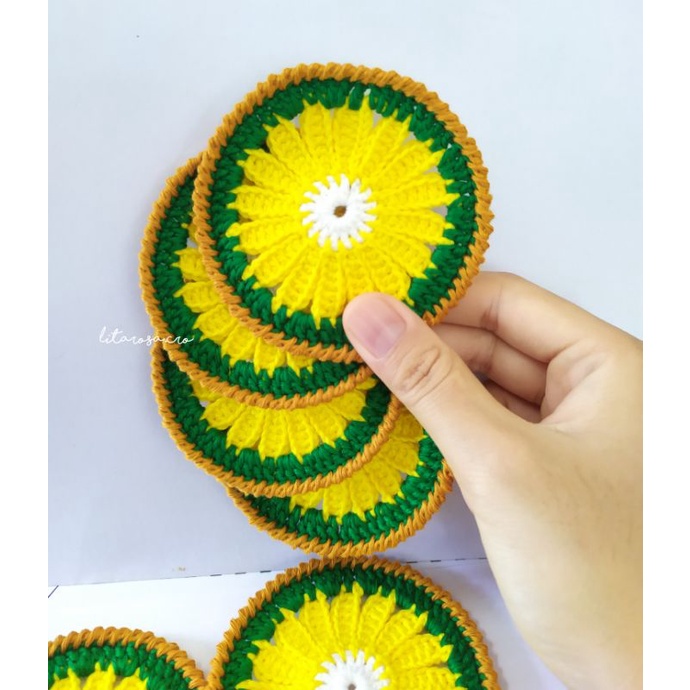 Flower Coaster / Crochet Coaster / Coaster Rajut / Tatakan Gelas rajut / Tatakan Gelas