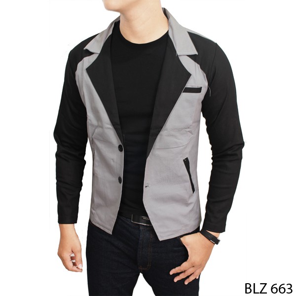 Stretch Male Blazer Streetch Abu Kombinasi – BLZ 663