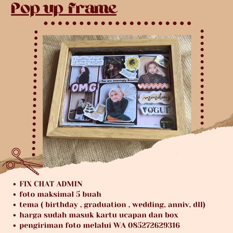 Kado unik  Pop up frame  Bingkai 3D
