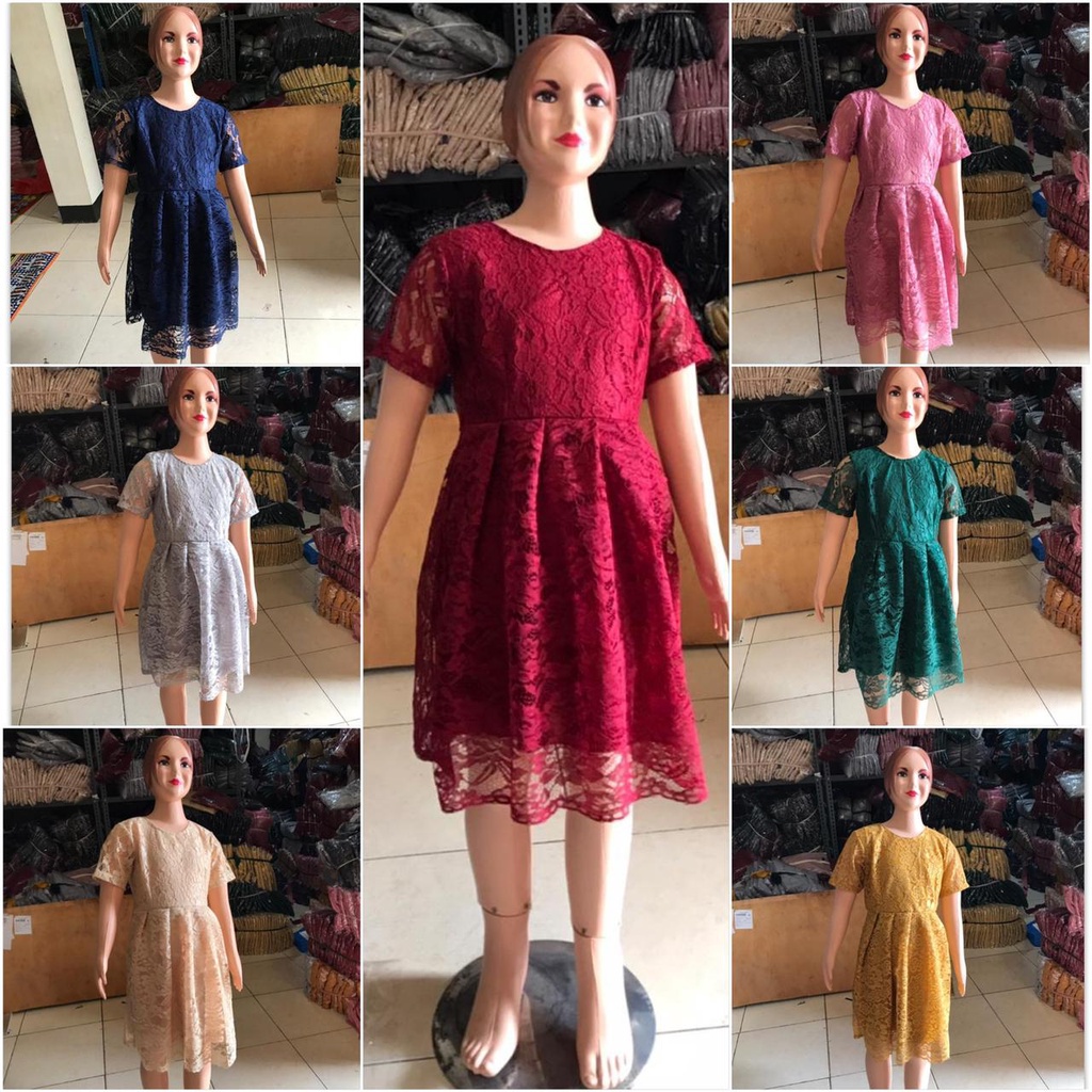 (Jamin RealPict) Dress Brukat Cord Princess Anak Perempuan 5-8th Brokat IMLEK Tebal Dres Cewek