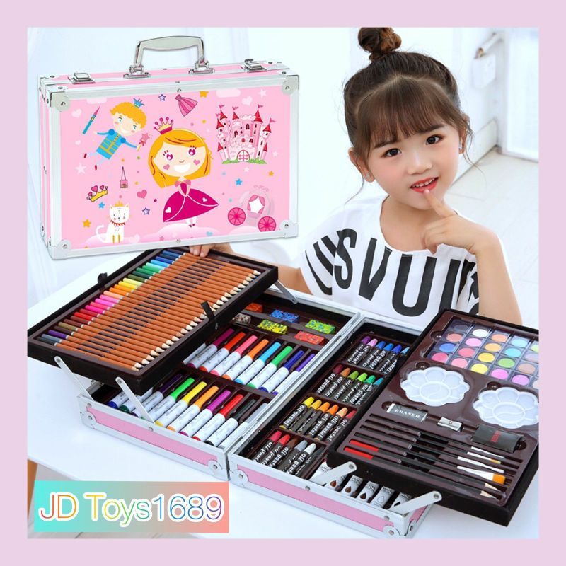 

Set ALat Lukis 145pcs Model Koper Jinjing Import / Set Alat Menggambar Anak
