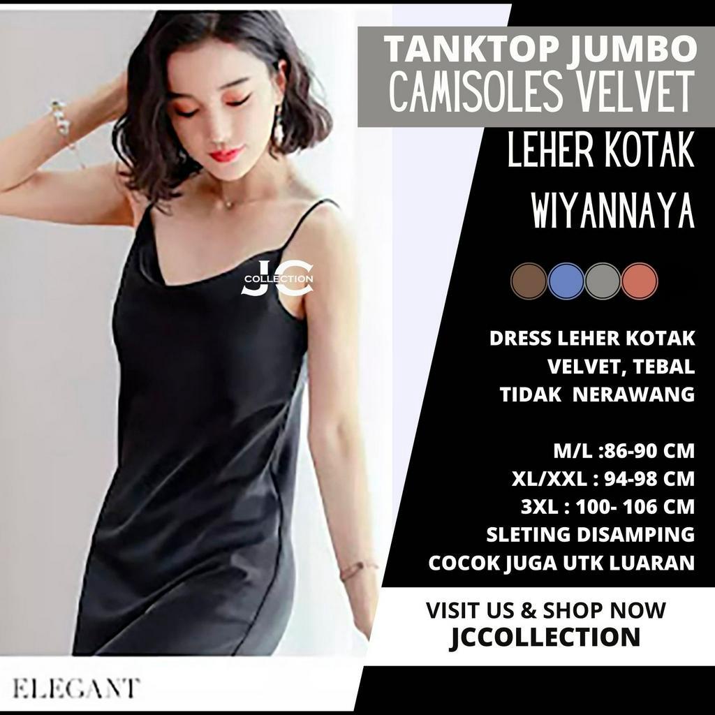 Dress Kamisol sexy Saten  Tali kecil Tanktop Wanita Gaya Korea  Wieyanna / Tanktop Oversize Velvet Tebal