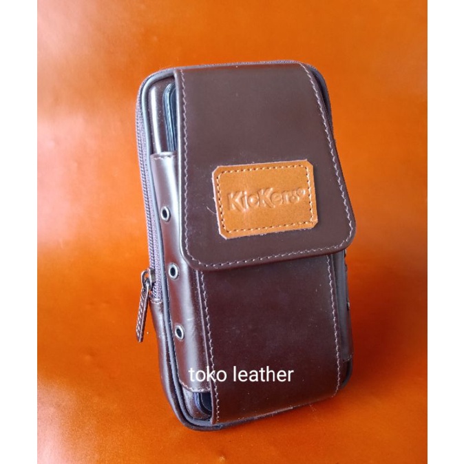 Dompet Hp Pinggang Pria 2 Slot Kulit Sapi Asli