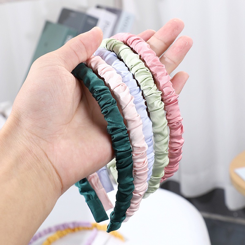 Bando Korea Makaron / Bando Aksesoris Rambut / Bando Kerut Korea / Bandana Scrunchie Satin