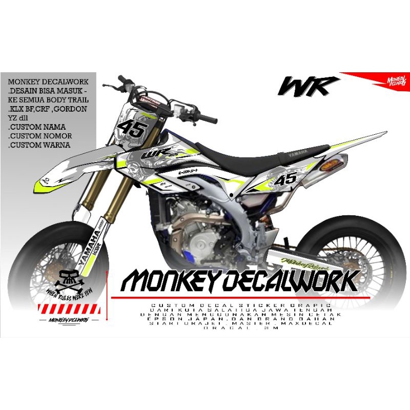 DEKAL STICKER DECAL WR YAMAHA SIMPLE PUTIH CUSTOM