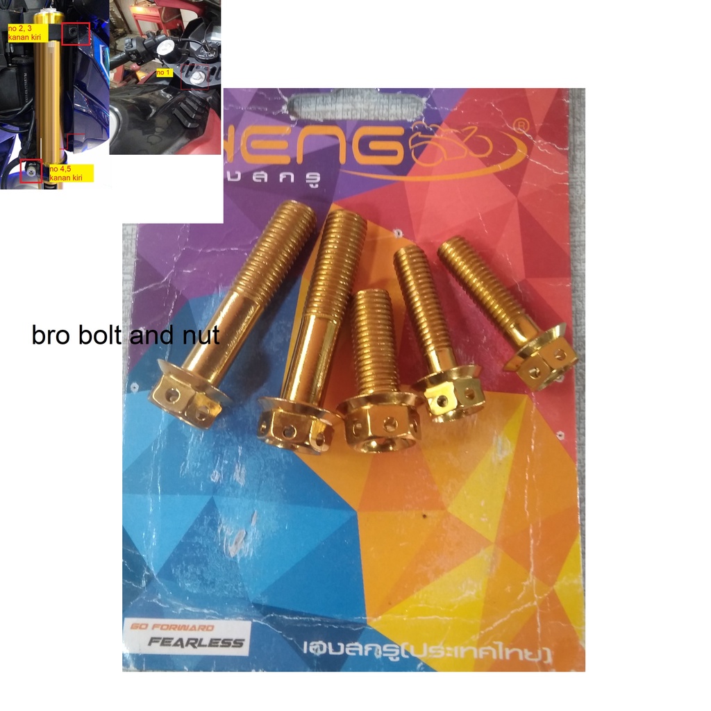 Baut Probolt Segitiga Komstir Yamaha R15 R 15 v3 Original Heng Thailand Set Isi 5 Pcs