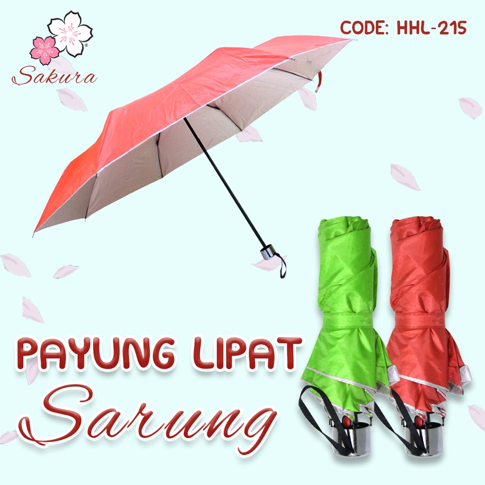 Payung Lipat SAKURA LIST SILVER Style Korea Jepang Trendy Umbrella Unik - HHL-215