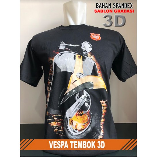 T Shirt Kaos 3D Otomotif | VESPA TEMBOK