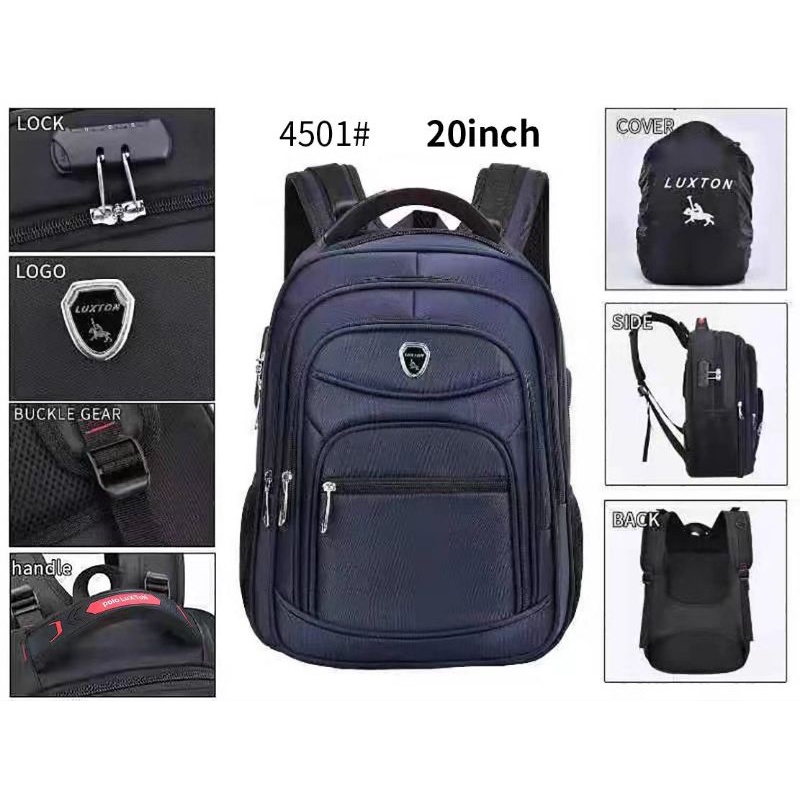 Tas ransel laptop polo luxton import super jumbo, Anti air pria wanita USB PORT