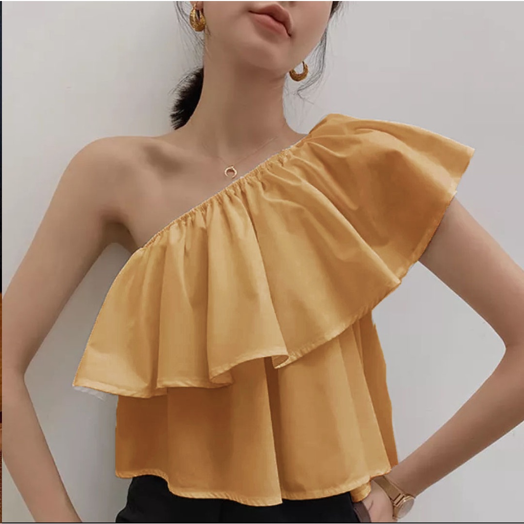 Atasan wanita one shoulder outfit korean style 897