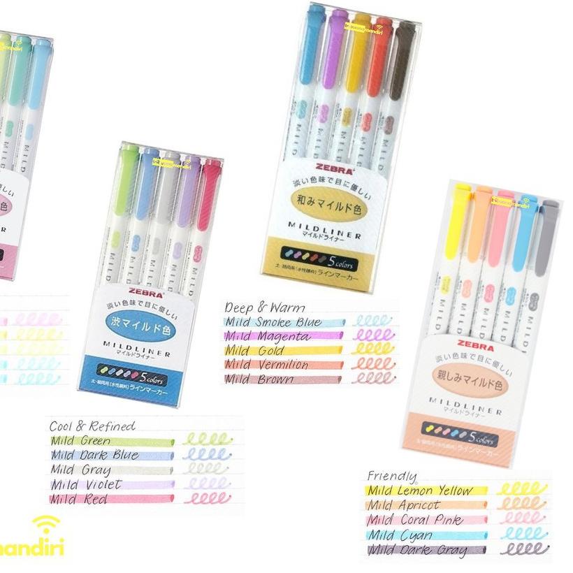 

➦ Highlighter Zebra / Zebra Mildliner Set 5 Warna ☟