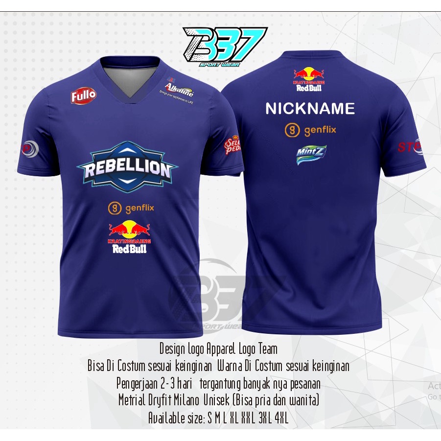 Rebellion Esports 2022 Official Jersey / JERSEY REBELLION 2022 HOME & AWAY TERBARU FREE NICKNAME / P