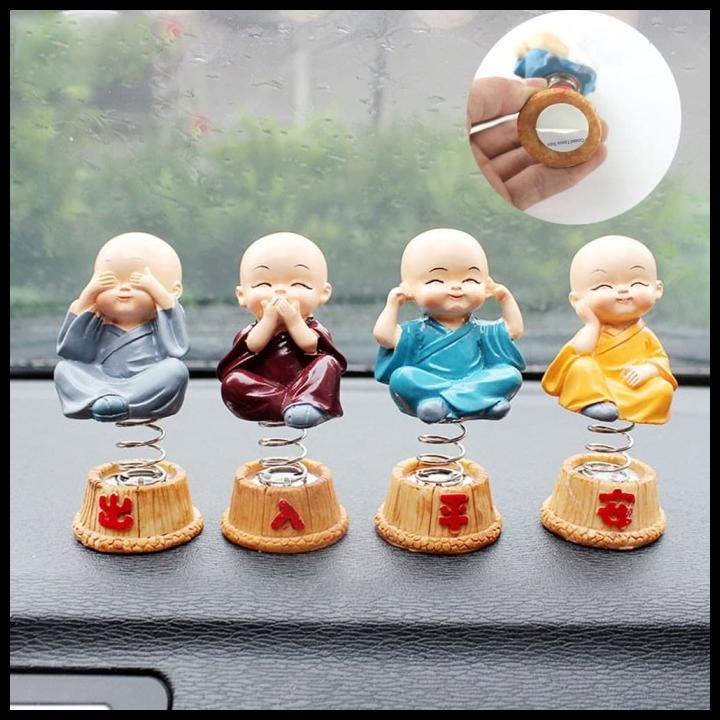 1Set Ornamen Patung Buddha Lucu Utk Dekorasi Dashboard Mobil