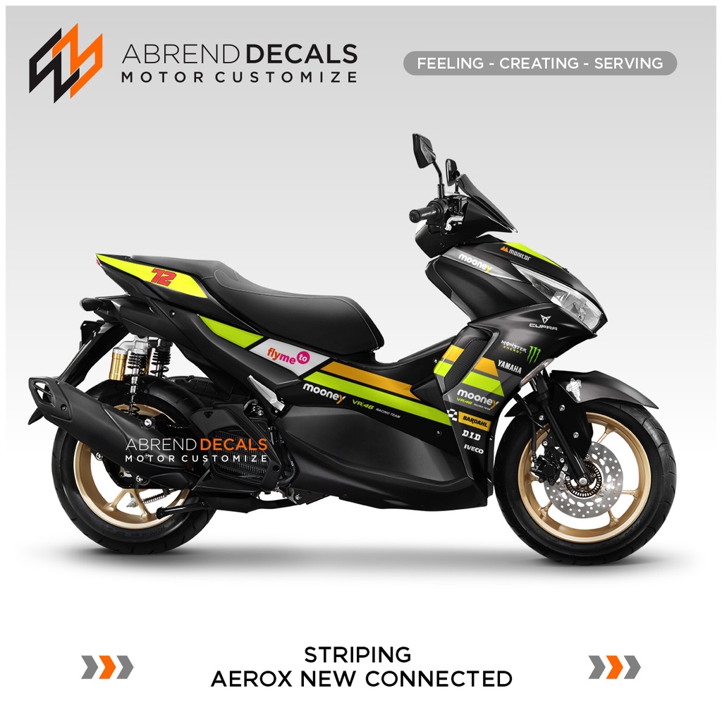 STRIPING AEROX NEW CONNECTED MOONEY VR 46 RACING / STIKER MOTOR YAMAHA AEROX BARU / STOCK DECALS