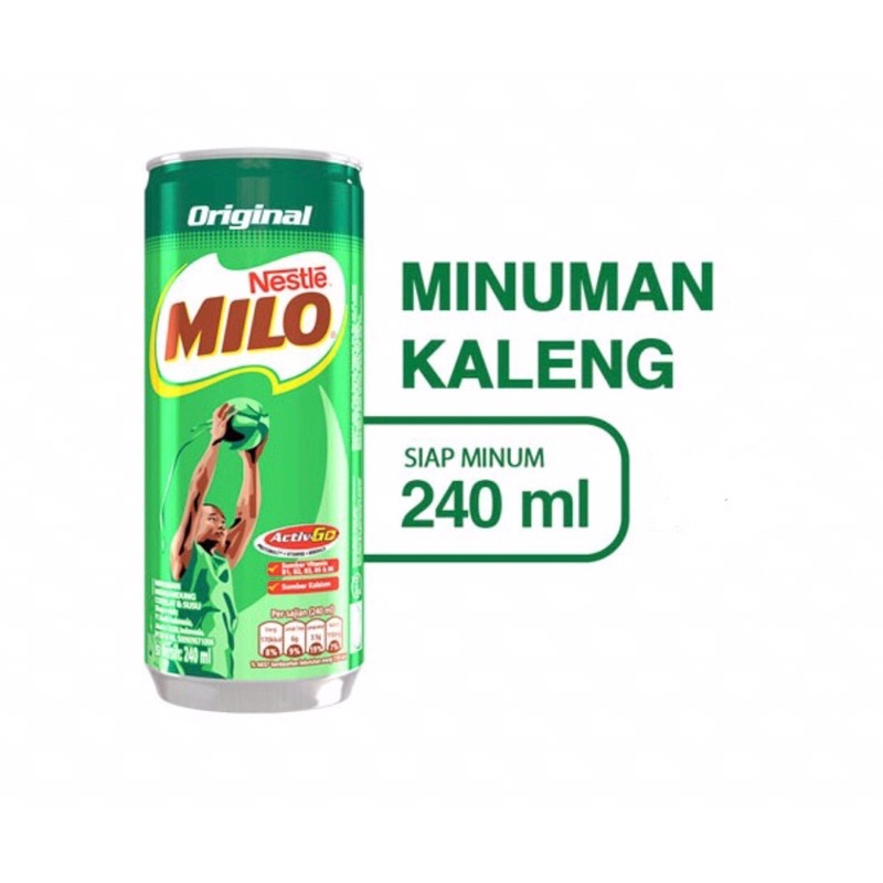 Milo kaleng original 240 ml ( susu milo siap minum )