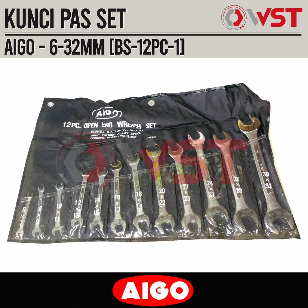 Aigo Kunci Pas Set 6-32mm 12pcs MADE IN JAPAN / Kunci Pas 6-32 mm