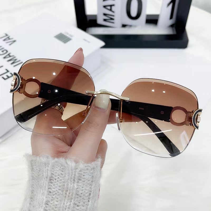 Kacamata Hitam Wanita Korean Fashion - Kacamata Hitam Cewek Frameless Shades Sunglasses