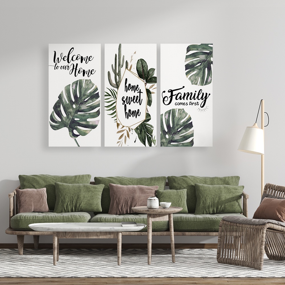 Hiasan Dinding Lukisan Daun Tropical Dekorasi Rumah Wall Decor Monstera Poster Aesthetic (Trop 012)