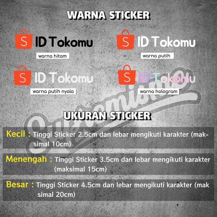 Stiker Custom Nama Shopee / Sticker Kostum Nama Toko Shopee / Stiker Shopee / Sticker Nama Toko Shopee Glossy Waterproof / Sticker Hologram Nama Shopee