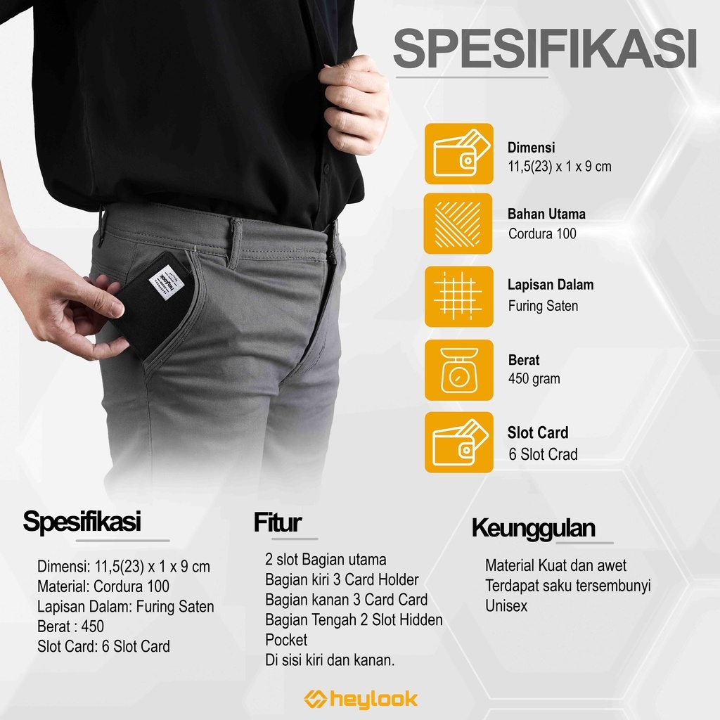 Free Box Super Premium !! Dompet Lipat Pendek Pria Bahan Cordura Awet Kuat Keren Asli Branded Premium Wallet