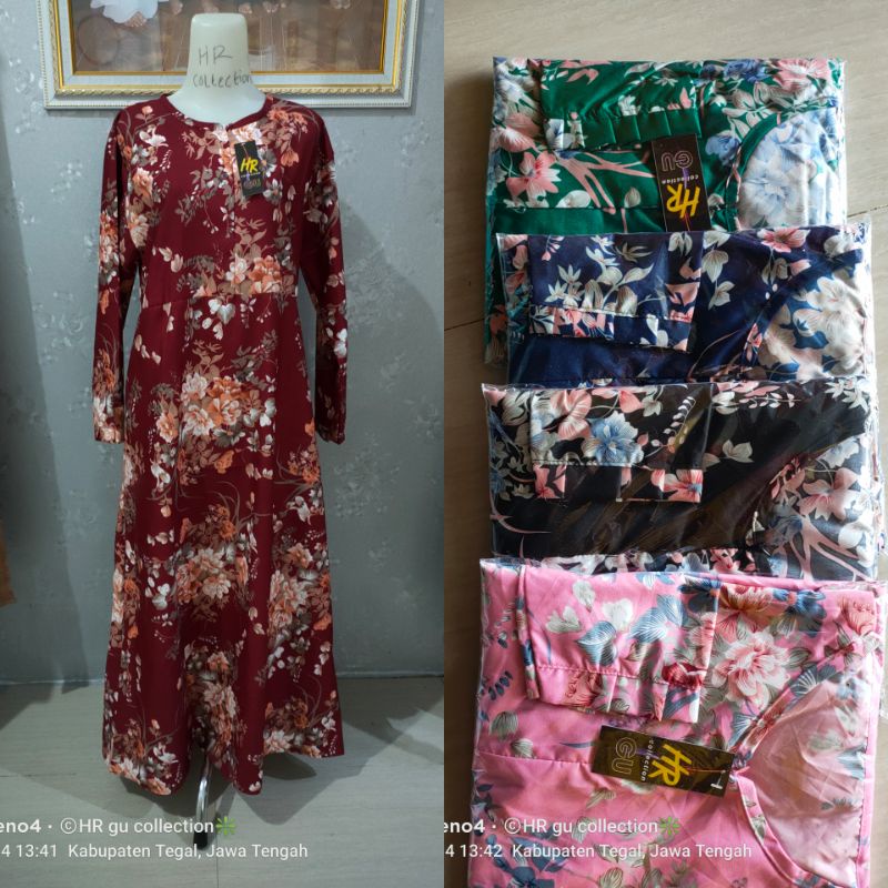 gamis katun nyaman buat harian.dengan warna dan motif yg cantik