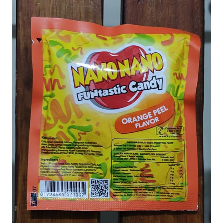 Permen NanoNano Sachet Isi 5 Butir / Rasa Kulit Jeruk / Nano Nano