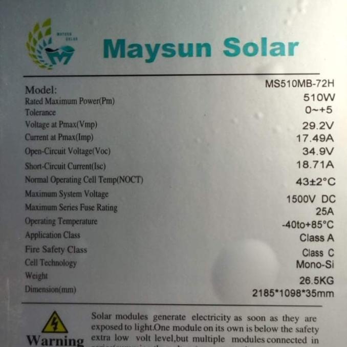 Solar Panel Solar Cell Panel Surya 500wp Mono 500 Wp Monocrystalline