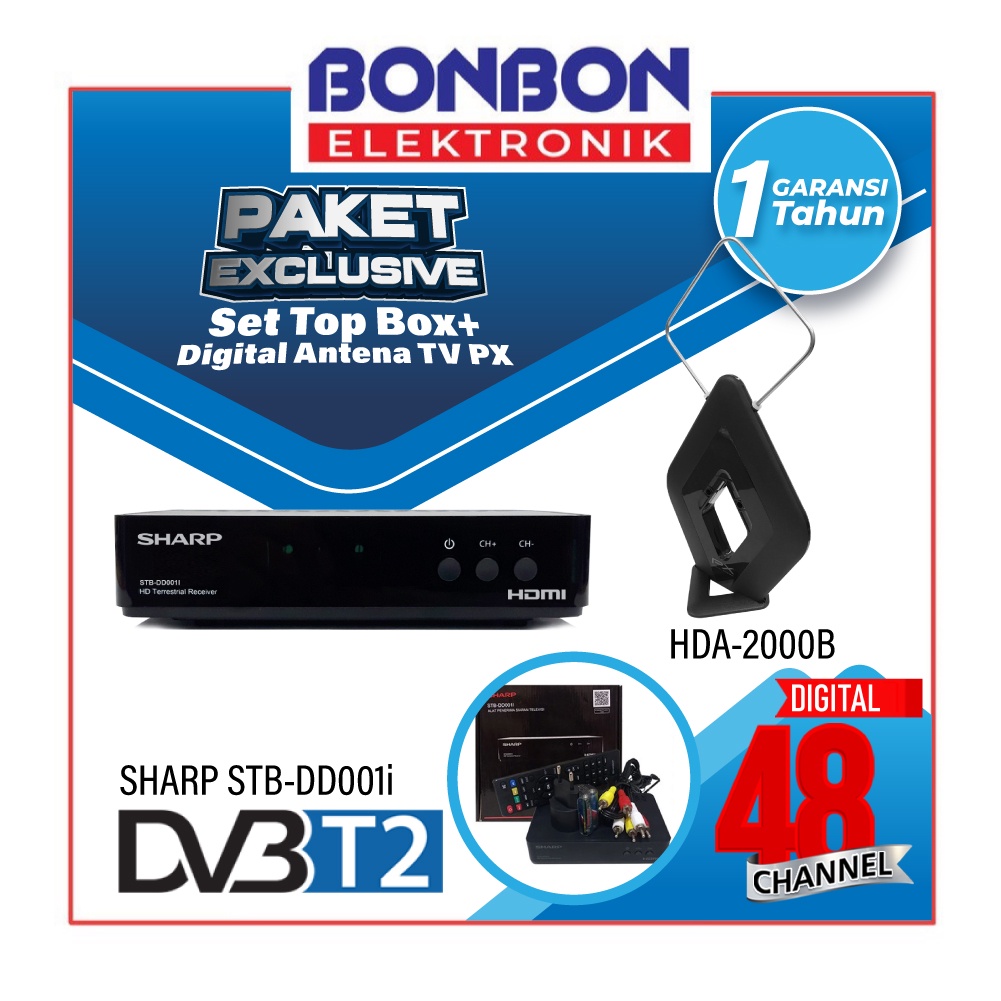 Bundling Sharp Set Top Box STB-DD001i + Antena Digital PX HDA-2000B