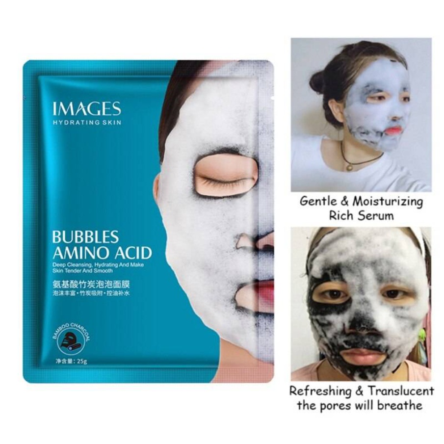 SHINE STAR - [BISA COD] Images Masker Wajah Amino Acid Bubble Arang Bambu Hitam untuk Membersihkan Pori-Pori dan Komedo / Etc - 25gr