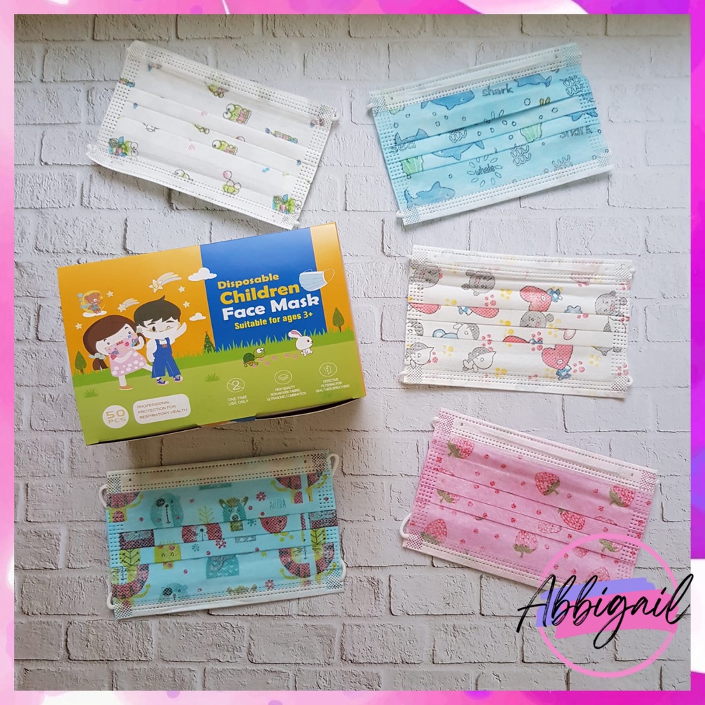 𝘈𝘉𝘎✰ Masker Anak Karakter Earloop 3ply isi 50 pcs 3 ply / Masker anak cewe cowo 3ply Medical grade / Masker Anak Model Earloop Motif Cowok Cewek 1033
