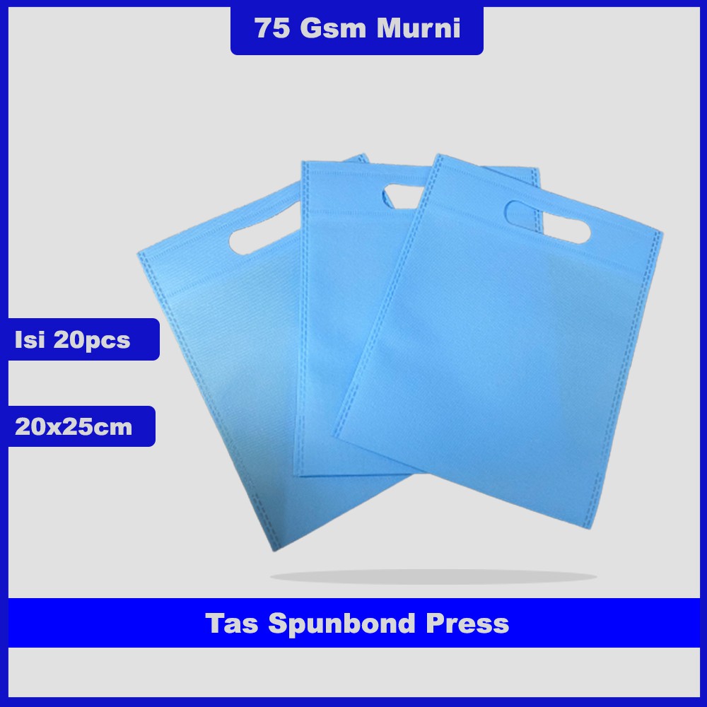 Jual Tas spunbond oval / press 20x25 cm warna biru muda/Goodiebag