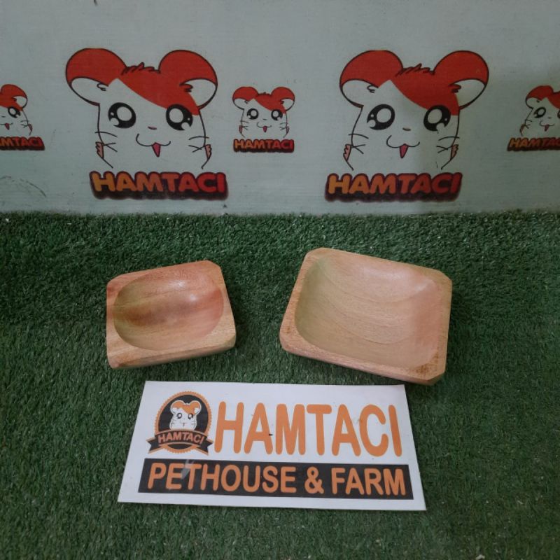 TEMPAT MAKAN HEWAN KAYU NATURAL HAMSTER/LANDAK/GERBIL/PETS/WOODEN CRAFT BY HAMTACI