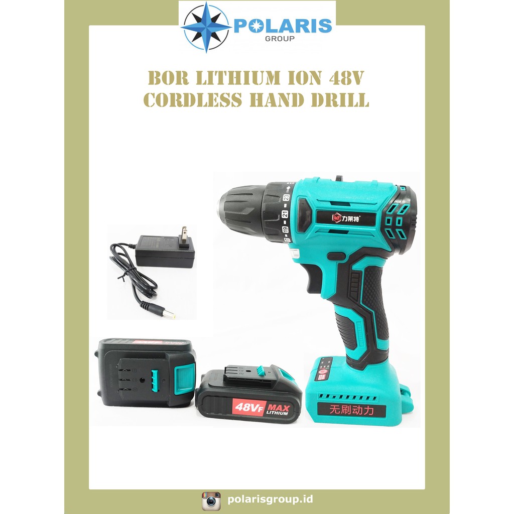 MESIN BOR TANGAN / BOR LITHIUM ION 48V / CORDLESS DRILL