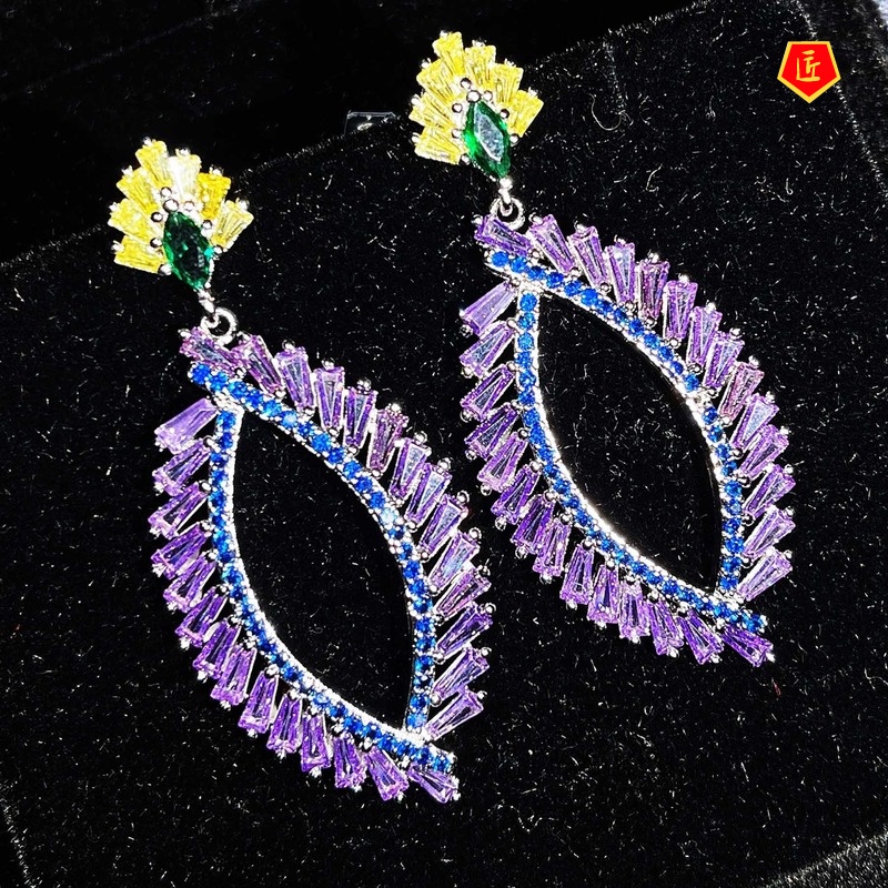 [Ready Stock]Colorful Petals Long Earrings Fairy Elegant