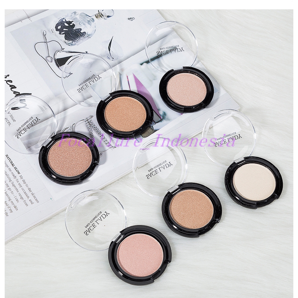 SACE LADY Pearlescent Monochrome Blush Rouge Highlight Bronzing Powder Face Contour  ready 6 warna